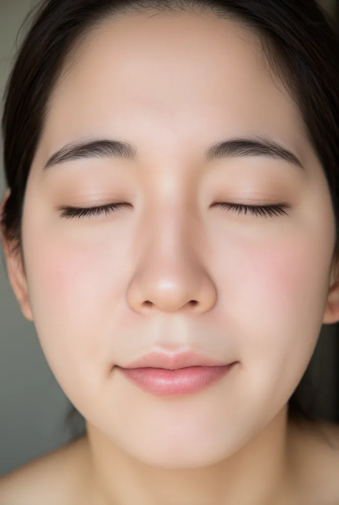  26 year old Japanese woman。face up photo only {x} Close-up photo of a beautiful face seen from the front。completely close your eyes。 completely closes her eyes 。。  (。Close your eyes 1。 completely close your eyes。Just a little bit of mouth、Please open。︙1 ....