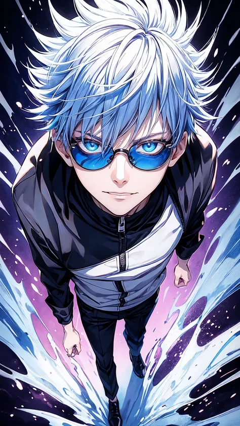 An animated boy with white hair and black glasses standing in front of a blue sky, Kaneki Ken, best anime 4K konachan wallpaper, kaneki ken,  Trigger Anime Art Style , Badass Anime 8k,  tall blue eyed anime man , 4k anime wallpaper,  anime wallpaper 4k , a...