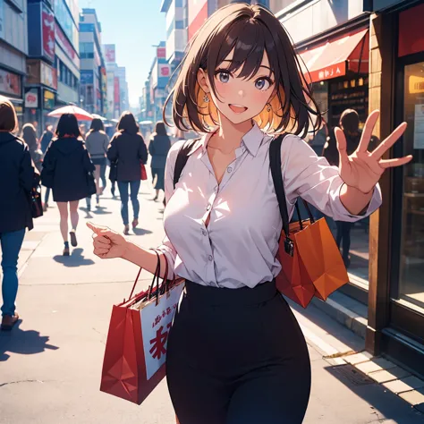 A lively woman with a good sense of humor and a Kansai accent is making a surprising comment. With one hand outstretched and one eyebrow raised, she is in the middle of the day in a bustling shopping district of Osaka.