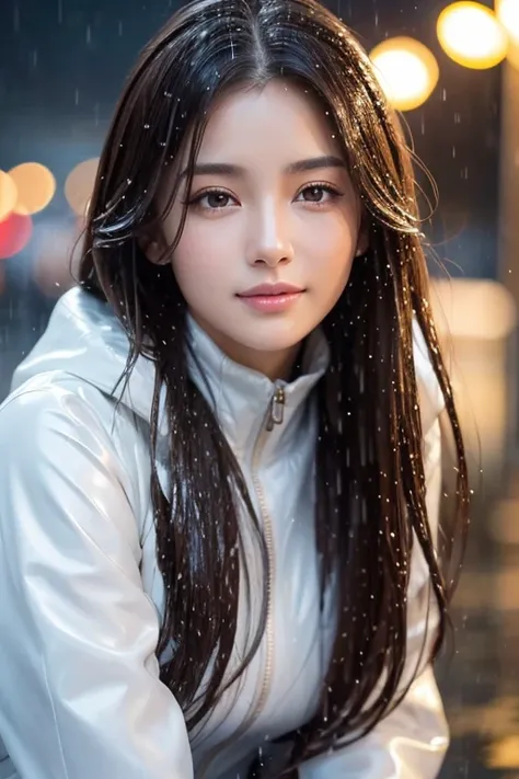 (face-closeup)，Original photo，Actual photo， Digital Photo ，(  modern style women )，( The Girls)，20 year old girl， jewellery， Keep your mouth shut ，  beautiful and elegant，Noble and charming，(Getting wet in the rain)，( Drenched )，Photo pose，Modern character...