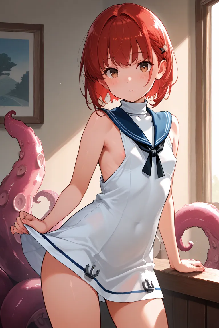 {{{masterpiece}}}, {{{best quality}}}, {{super detailed}}, { illustration of a woman with a penis }, {{extremely delicate and beautiful}},High Resolution，high image quality，black丸（monster、片目のmonster, tentacles）and a girl,Kantai Collection，Z3 Max Schultzz,3...