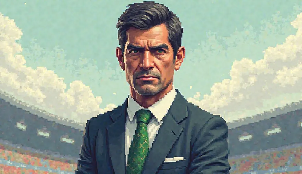 Palmeiras coach Abel Ferreira 3D pixel image