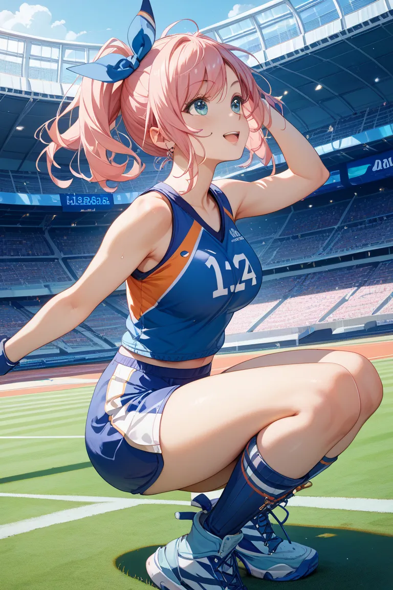 Athletics Stadium、Tournament、 Short walk、Getting ready to start 、Kizuna Ai、sports boots