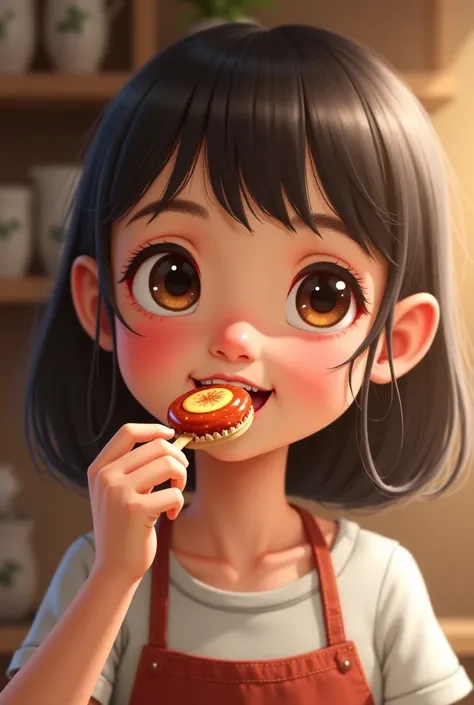 Girl eating on a stick