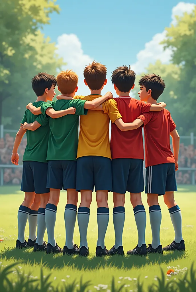 Group of age boy age around 14-15 wear long soccer socks 