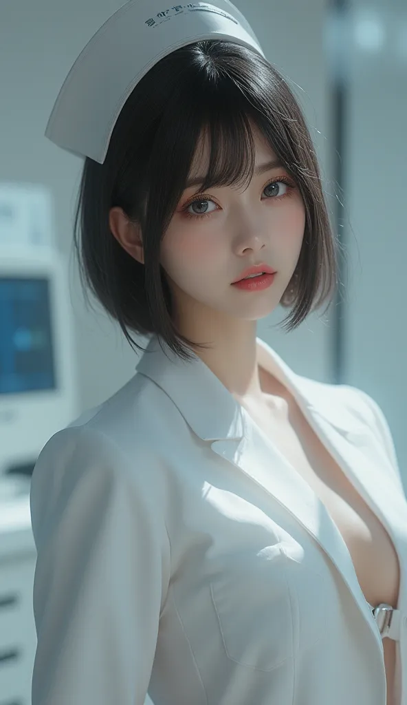 8k,Ultra High Resolution , top quality,  masterpiece,rule of thirds,golden ratio,surreal, photos, One Woman,( girls:1.3),cute,cute顔, Beautiful Eyes in Every Detail , 細かくdetails,mature woman,princess,upper body, black hair,Unbalanced Bob,ID photo, luxurious...