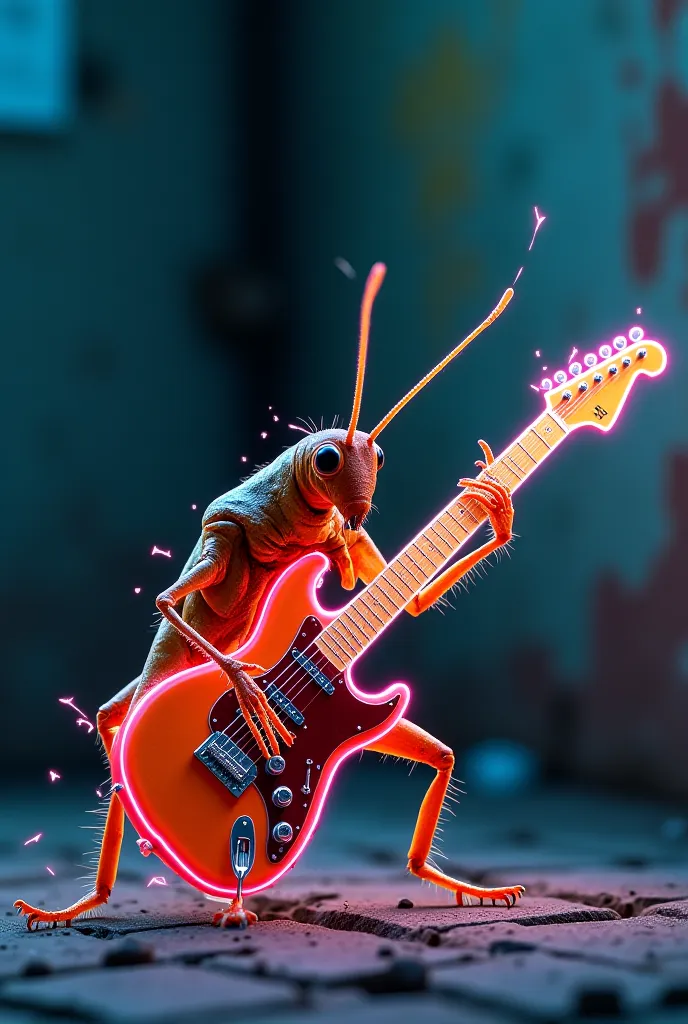 cockroach playing an electric guitar 