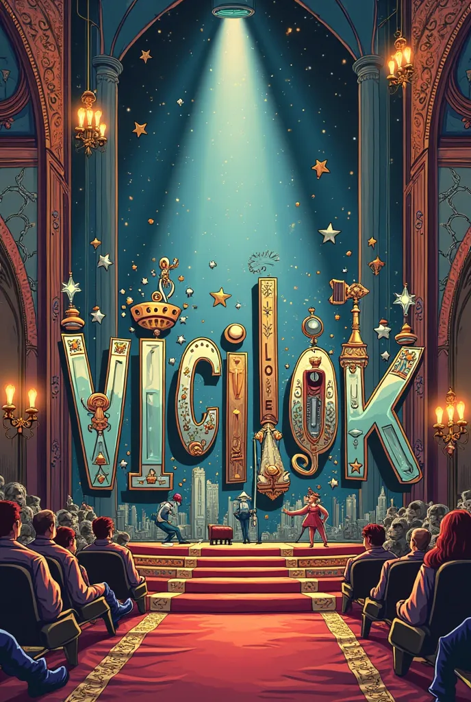 Doodle the word ‘Vicilook’ with a cinema theme