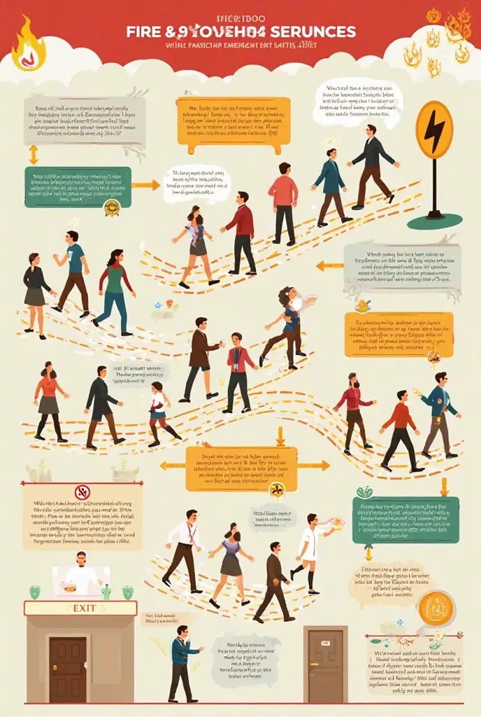 design a safety guide fire exit infographics 