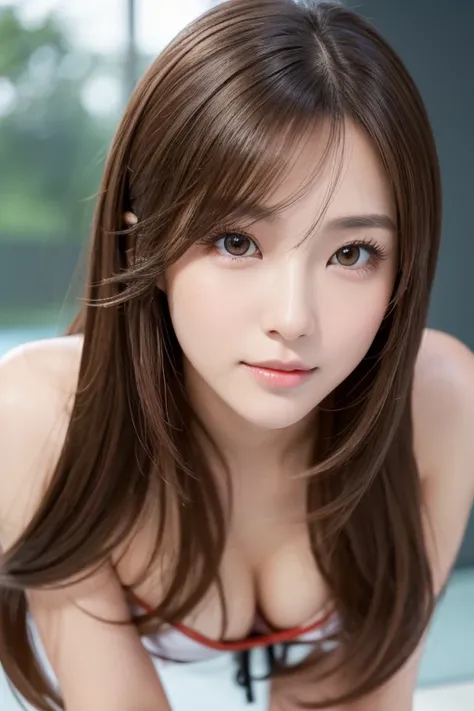 (( best quality )), ((Masterpiece)), (    Details),    PERFECT FACE IN DETAILS、   latex bodysuit、    knee-high boots 、face-closeup、
Huge 、     long brown hair、Sparkling,    oily skin  、  skin growth     、 Indoor swimming pool  、   white skin、Flying debris,...