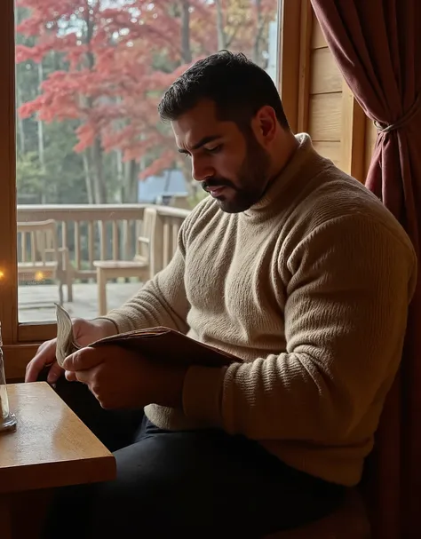 Masterpiece, Accurate, Award Winning, Best Quality, Extremely Detailed, 8K, HD, Super-Resolution, Realistic Textured Hair and Skin, ultra-photorealistic. A ((tall, burly, heavily muscled Middle Eastern man)) with ((olive-toned skin, thick dark beard, stron...