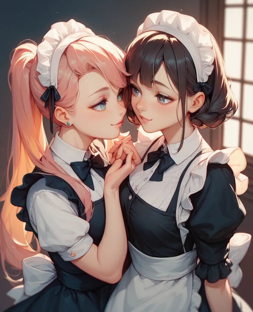 Maid　anime　cute　thin　 touching my hair