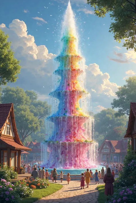 But what made Everbright truly magical was the Grand Rainbow Fountain in the center of the village. The fountain didn’t flow with water—it flowed with colors!