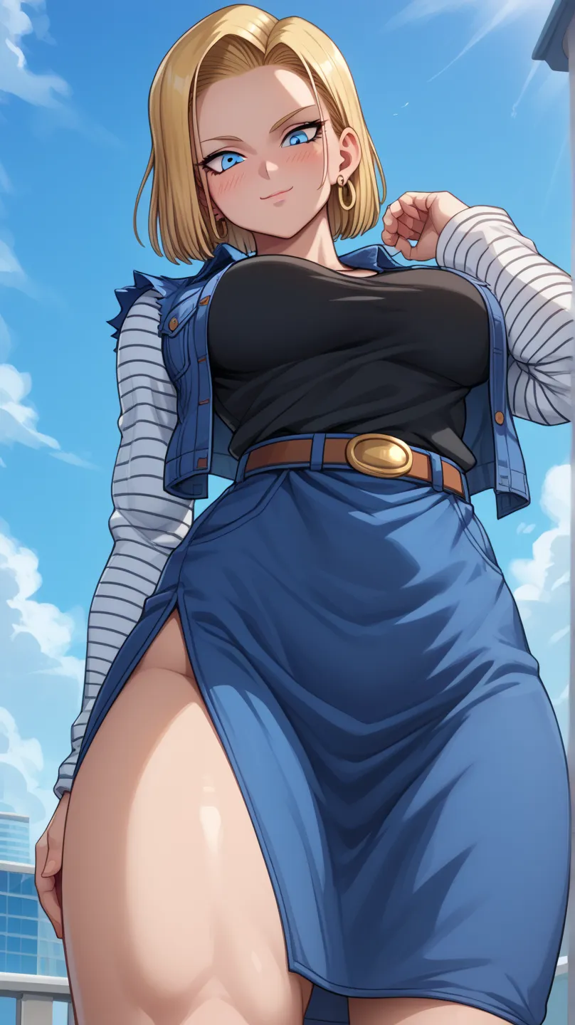 score_9, score_8_above, score_7_above, score_6_above, score_5_above, score_4_above, source_anime,   Android 18, blond hair, blue eyes, eyelash, hoop earrings, short hair , tag1, Label2, quality_masterpiece, Anatomically Correct, pretty face, perfect face, ...