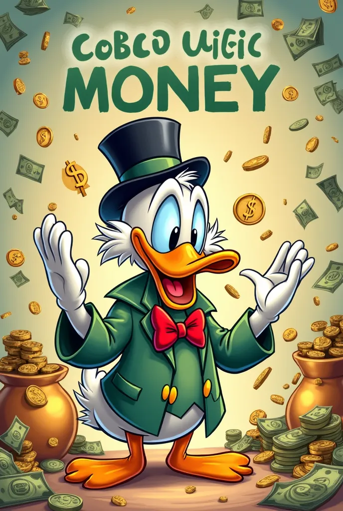 daj mi ideju kako da izgleda školski plakat na temu global money week(world money week) a bit humorous and simple give me some famous cartoon character that is associated with money