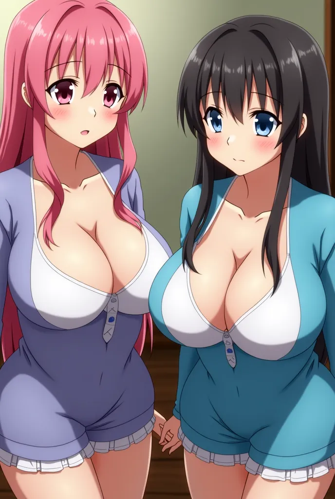 Anime porn scene with two girls with huge breasts and a guy in a blue shirt, boobs, , sex, That Time I Got Reincarnated as a Slime, Lower corner, boobs proportions, sex anime style, sex style, 8k!, change, rule 34,  very_ details!!, Big Cheeks!