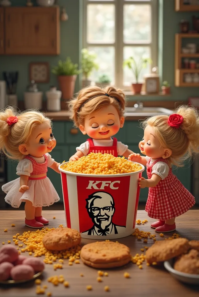 Make a kfc by Little doll they are dancing band making kfc