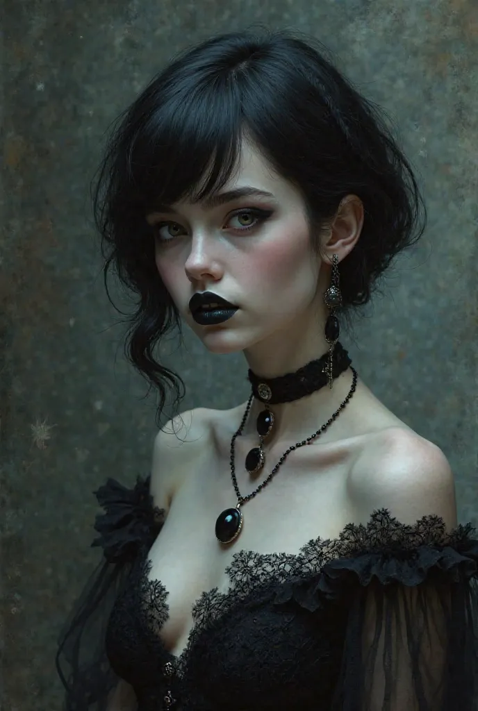 Drawing of a realistic goth girl 