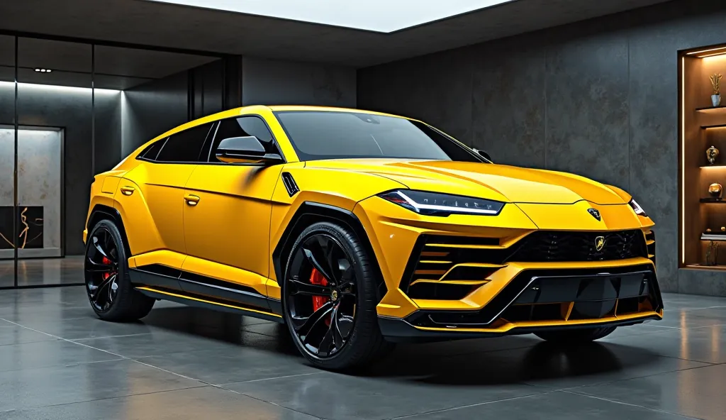 Give me pictures about this Lamborghini urus interior model 2025 yellow color 