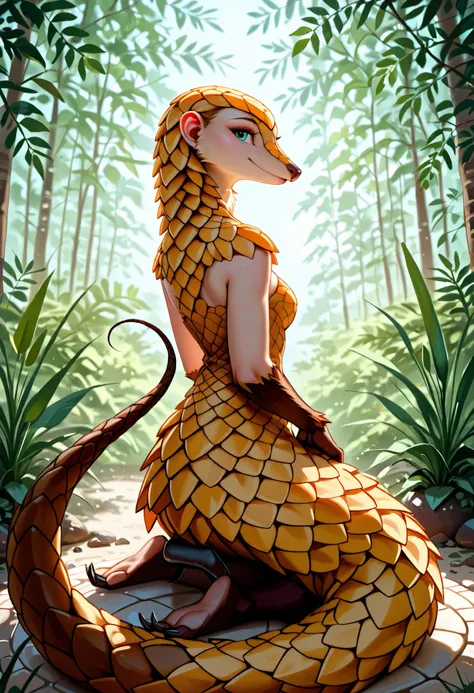 UHD 8k, HDR+, female anthro (Pangolin),nacked, intricately detailed, long tail
