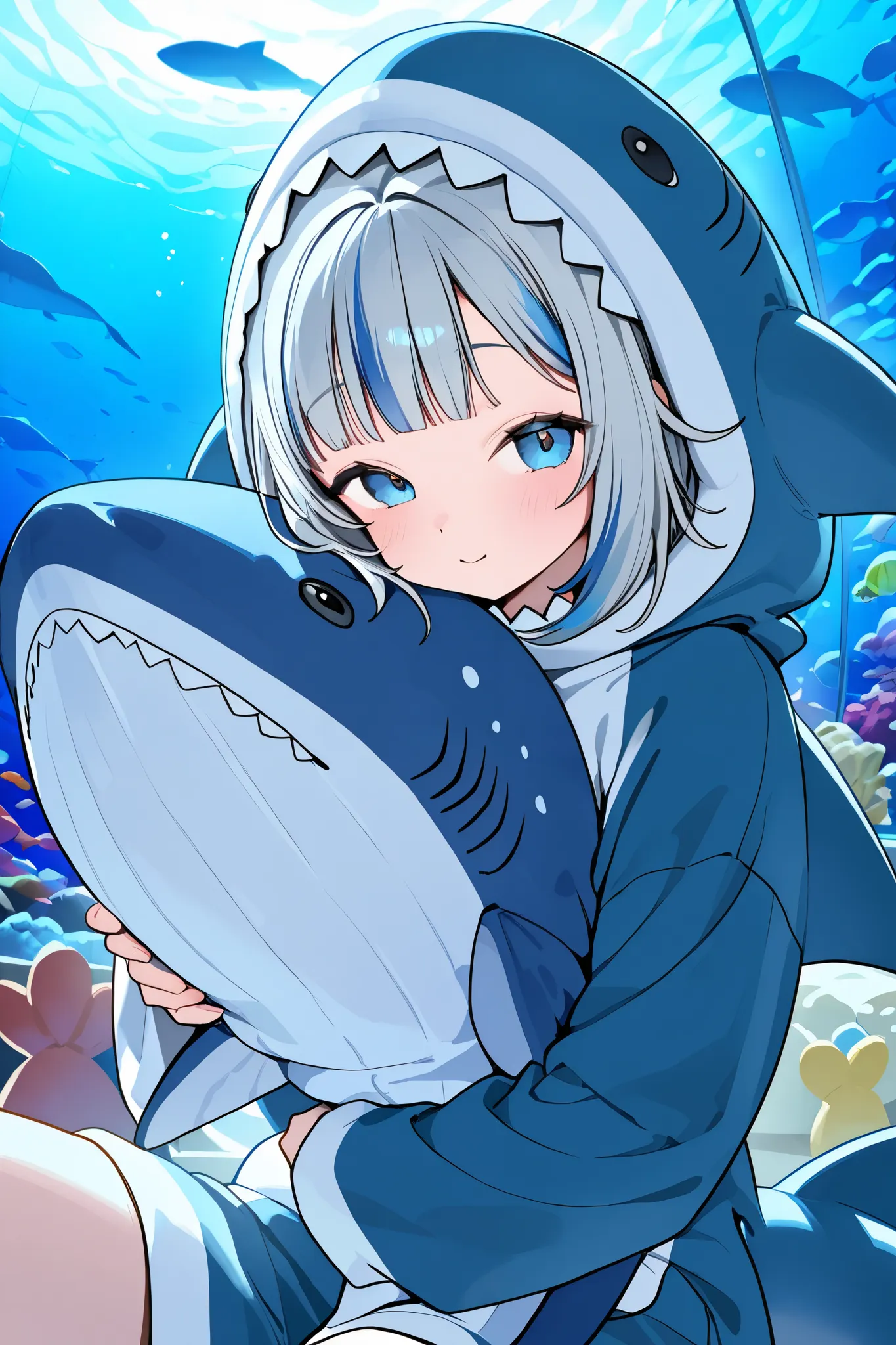 ((( Aquarium )))、stuffed whale shark、plush manta、Plush toys that swim、shark costume girl、shark girl