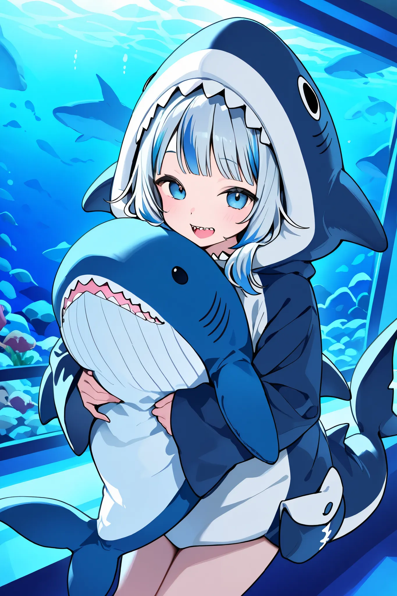 ((( Aquarium )))、stuffed whale shark、plush manta、Plush toys that swim、Girl in a shark costume、サメgirl