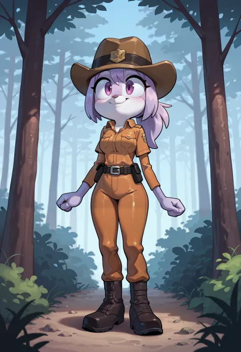 score_9, score_8_up, score_7_up, 1girl, solo, masterpiece, best quality, amazing quality, very aesthetic, absurdres, source furry, furry girl, mobian rabbit, rabbit ears, lilac eyes, dark lilac hair, spiky bangs, spiky long ponytail, clear lilac body fur, ...