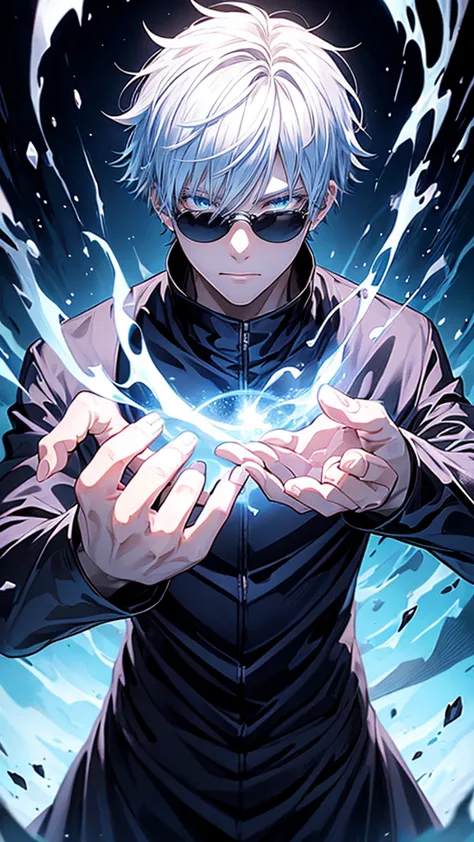 An animated boy with white hair and black glasses standing in front of a blue sky, Kaneki Ken, best anime 4K konachan wallpaper, kaneki ken,  Trigger Anime Art Style , Badass Anime 8k,  tall blue eyed anime man , 4k anime wallpaper,  anime wallpaper 4k , a...