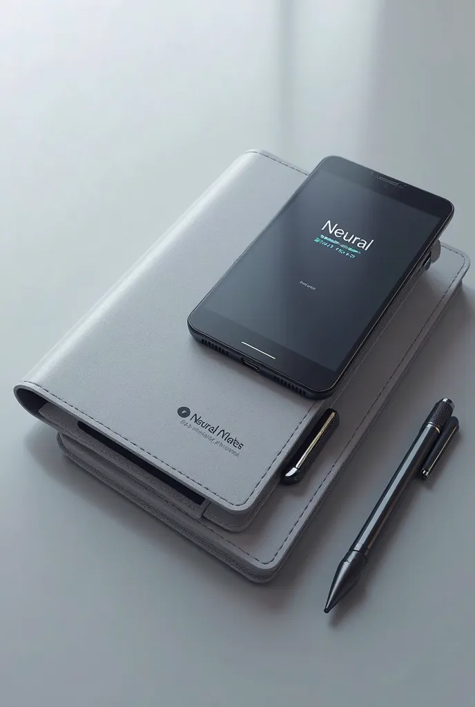 An image of a slightly high tech notebook with a phone next to it with the name “Neural Notes” on the screen