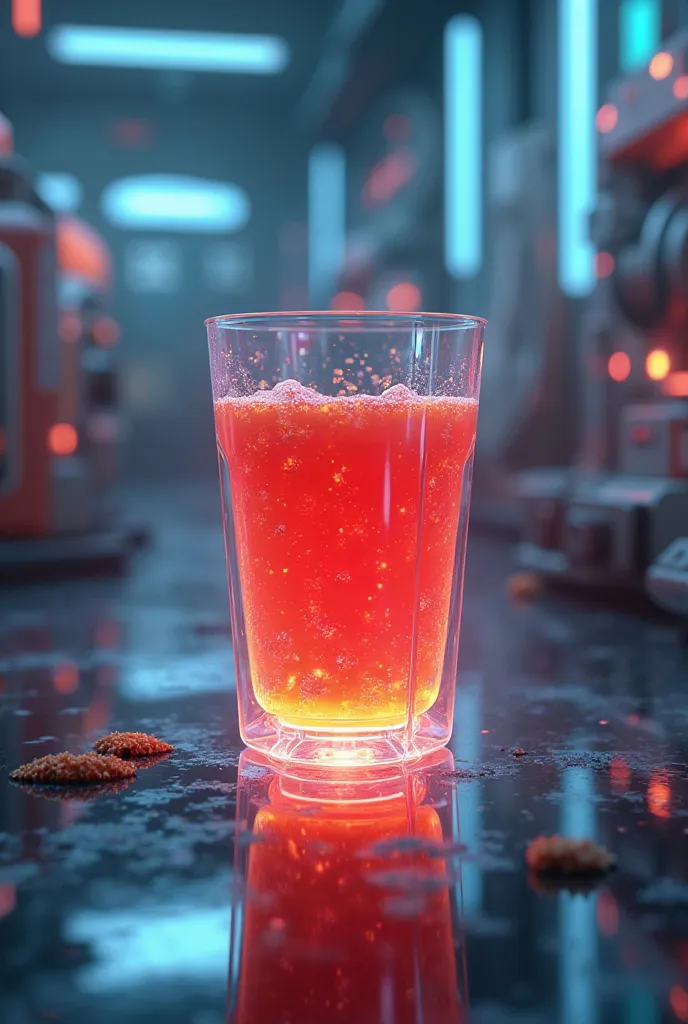 A creative picture of a cup of juice in the future