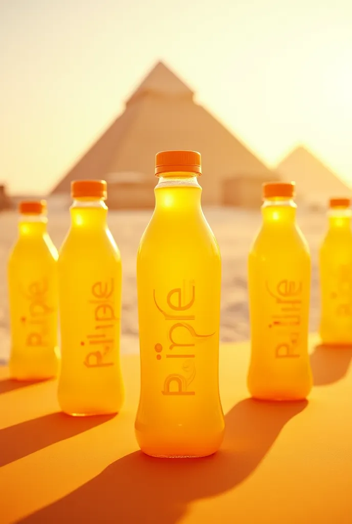 Sure! Here’s a professional prompt for your mango drink design:

"A high-quality product shot of a plastic bottle labeled 'Ripe' containing mango juice. The bottle is part of a half-dozen (six-pack) set, displayed in an appealing arrangement. The packaging...