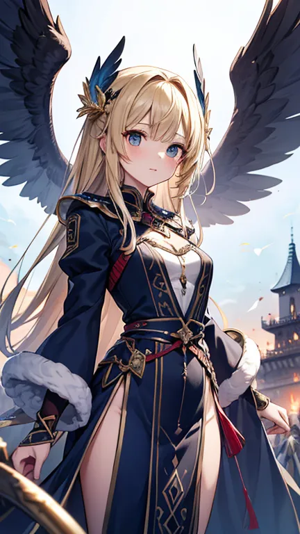 Produces high resolution 8k 2.5D images with a fantastic and uplifting atmosphere. Features fantastic scenes of loli characters with oversized wings that resemble majestic birds of prey. This  Valkyrie loli from Norse mythology.Guide the souls of countless...