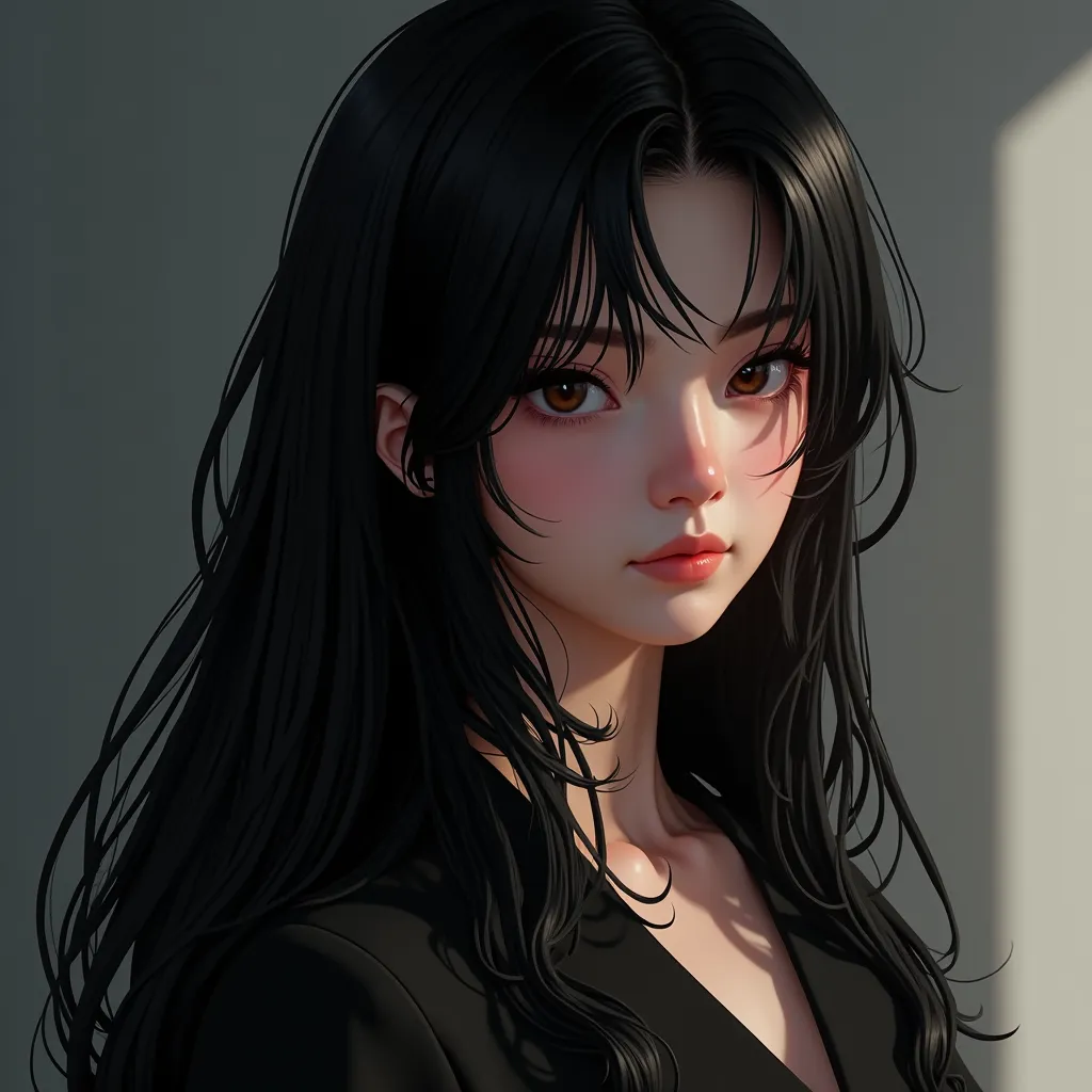 ((RAW photo),  absurd, (absurd resolution)), masterpiece, best quality, (Extremely detailed 8k unit CG wallpaper), (best illustration), ( best shade ), Realistic lighting, detailed and beautiful brightness, (( 21 years old)), girl, long black hair, Queen B...