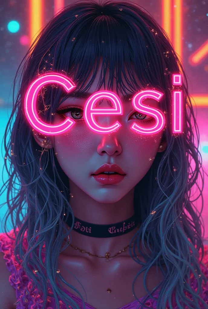 Profile photo with the name *CESI*  with various neon colors 