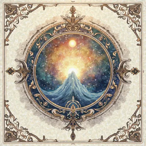 Design of luxury zodiac circle (((tarot card)), water color style, absolute circle.