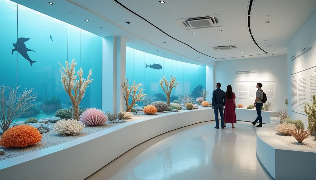 Help design museum interiors, conservation zones and the future of the ocean, design natural style, white walls, narrative exhibition panels with illustrations, projection TV screens, interactive activity areas for visitors to learn how to grow corals. The...