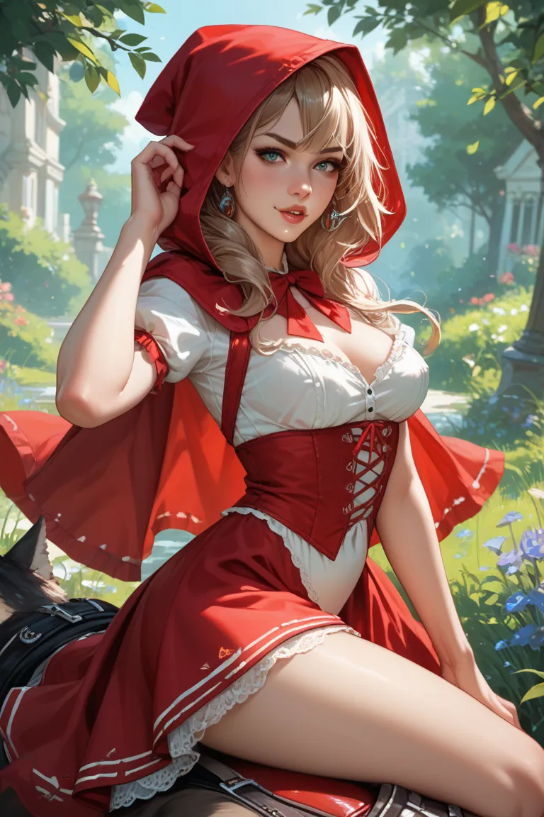 The bad wolf takes off underwear on Little Red Riding Hood . The wolf is horny, Porn 