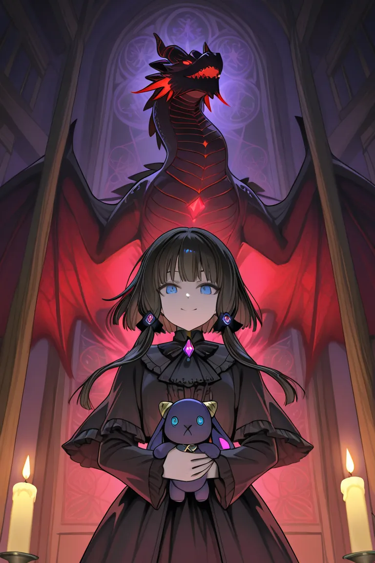 A Sorcerer’s Living Plush Toy Companion

A young sorcerer in a dark gothic outfit holds an enchanted plush dragon, which has come to life and floats beside them. The dragon's soft fabric wings flap gently, emitting a faint magical glow. The classroom black...