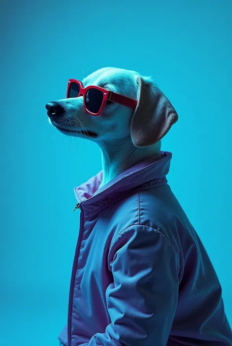 The best cell phone wallpaper, Award-Winning Wallpaper, portrait photography, In the front view is a portrait of a cute dog wearing mid-1960s space age fashion, Side view photo, Shot with Canon EOS R5, Set a strong contrast that accentuates the subject, Fl...