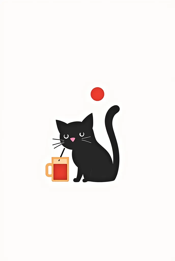 Make a logo / with a cat / with a glass of Thai tea / with bread / black and red tone / or black and white / request a message " tea and cat tea bread " / white background 