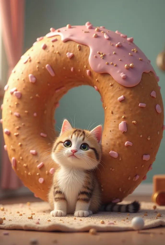 Can Ana make a video of a cat eating a really big donut