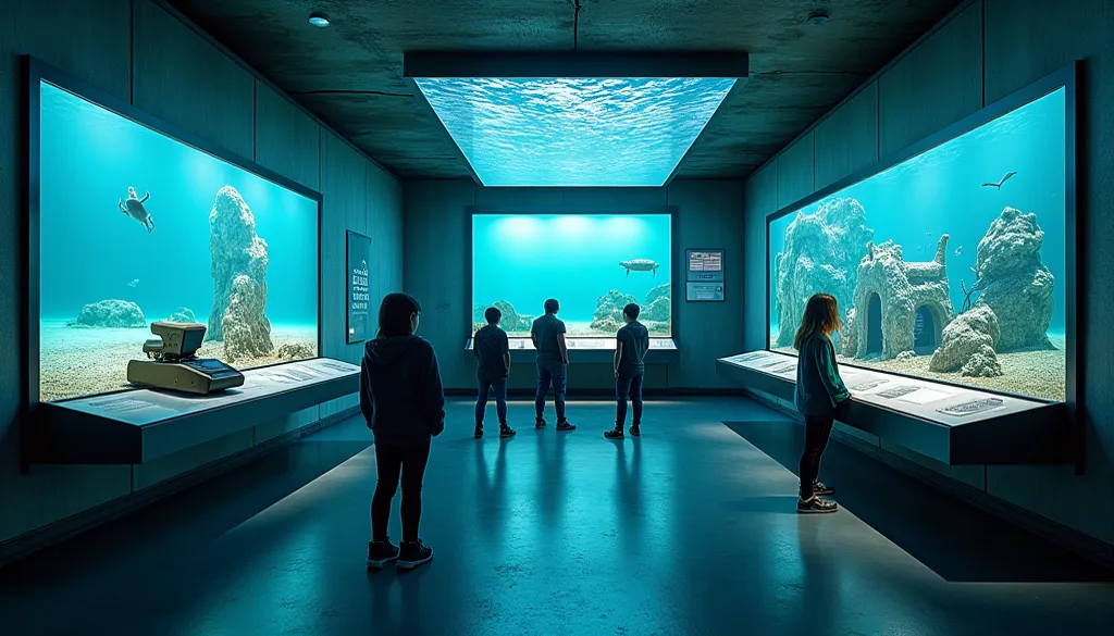 Help design the room inside the museum 7.Underwater Explorer Camp Zone, with the following concept: When entering the Undersea Explorer Camp Zone, visitors will experience the atmosphere of an underwater operating base filled with the power of discovery an...