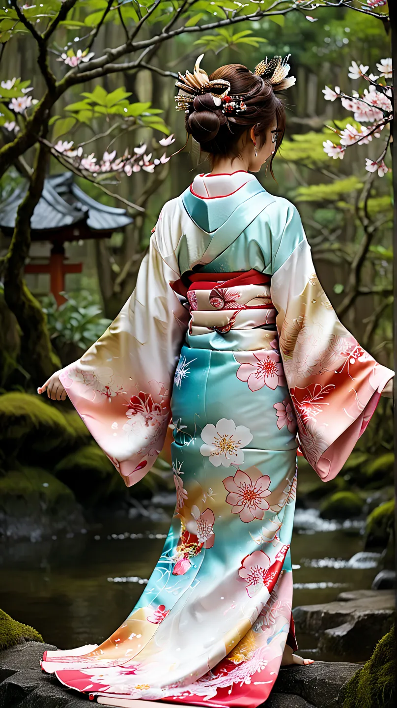 Aonuma Manuma Oshihime（Aonumanu Oshihime）God　 kimono　Halo　The goddess　Decorations on the back　beautiful　real　　