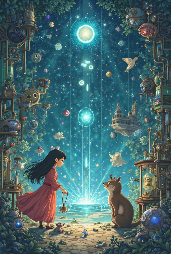 Poster science theme; past present and future ghibli