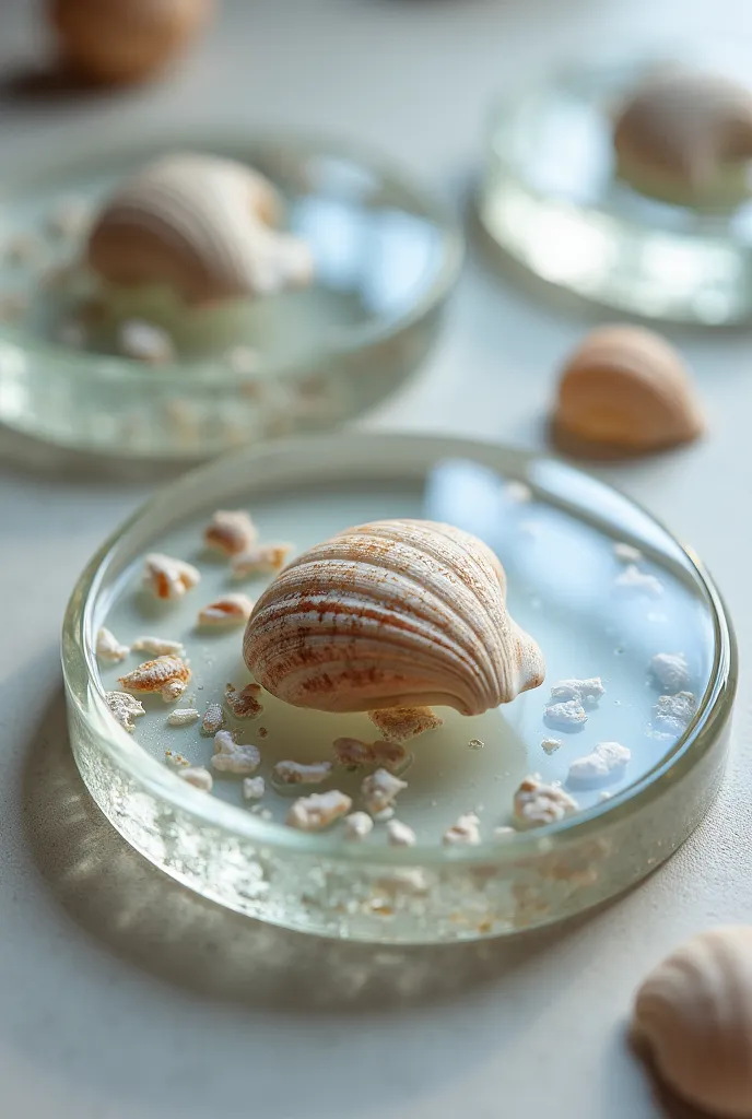 CLEAR RESIN COASTERS WITH SHELLS