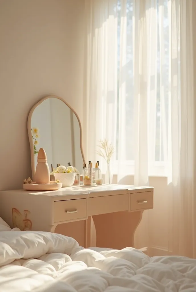 Empty dressing table photographed at a 60c angle