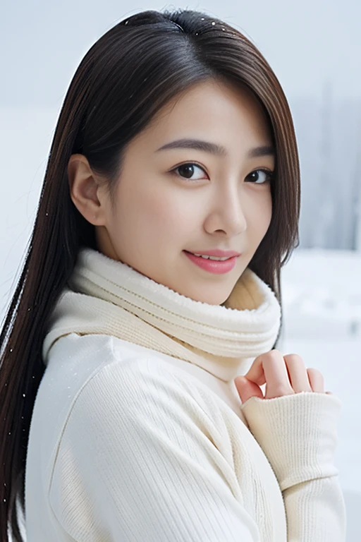 (top quality、Ultra High Resolution:1.2) (Pictures of beautiful Japanese women in cold style :1.1) (Winter Snow:1.4) Photos of beautiful Japanese women 