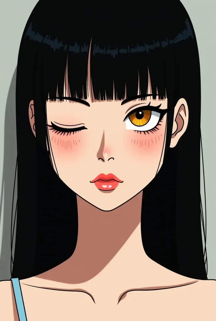 cell shading, simple shading, simple lineart, easy
woman, straight black hair, golden eyes
left eye, cloudy, blind
huge scar, left side of face, across cheek, over eye
small wound, left edge of lips, slightly open cut
neutral expression, calm, distant gaze...