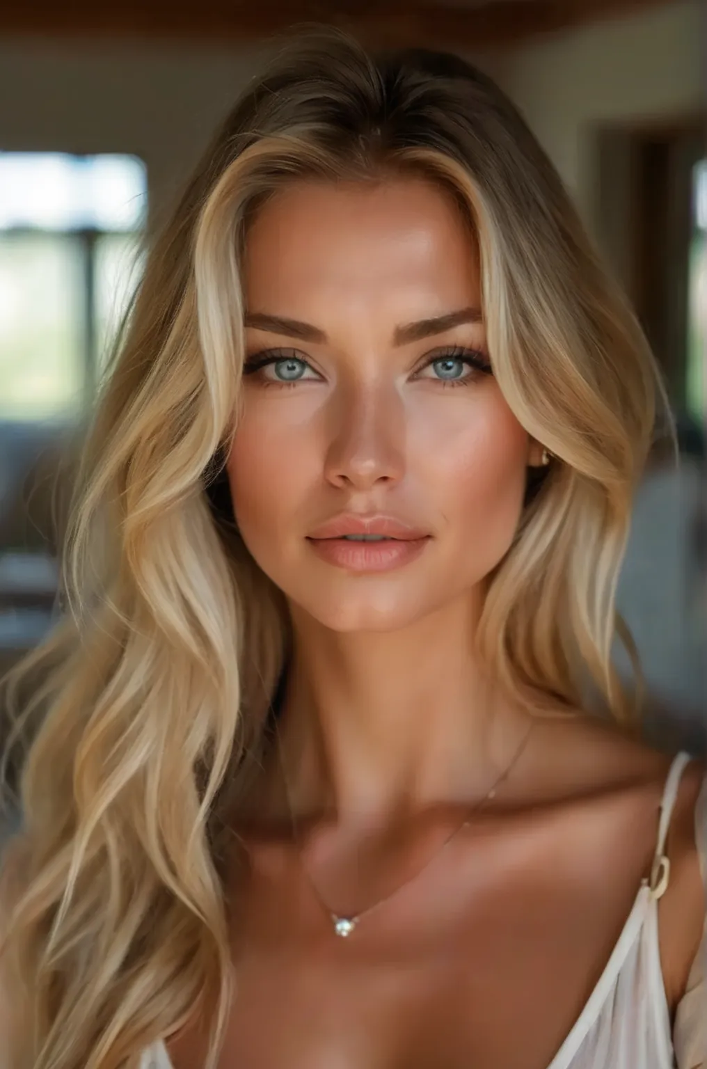  close-up of a woman with long blond hair and a white top, perfect face ), beautiful blonde, Extremely BEAUTIFUL FACE, gorgeous face, Красивая blonde, photo of a beautiful woman,  gorgeous attractive face, perfect face, detailed perfect face, attractive be...