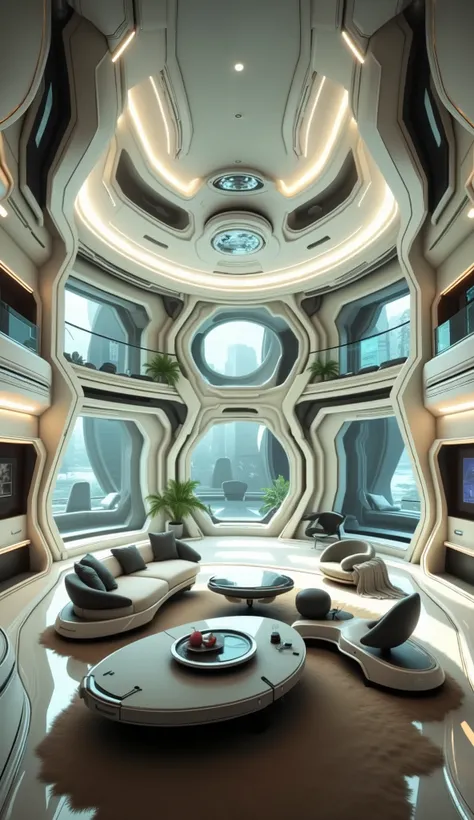 Spacious living room, luxury, Future